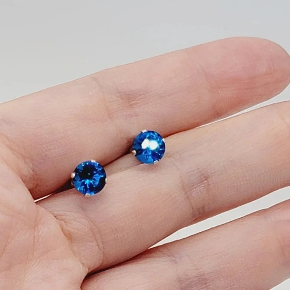 New Blue CZ 925 Sterling Silver earrings
